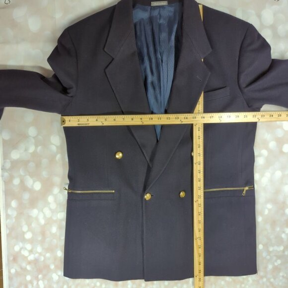 Mondo di Marco Italian Made Cashmere/Wool Navy Double Breasted Blazer Mens Large - Picture 9 of 11